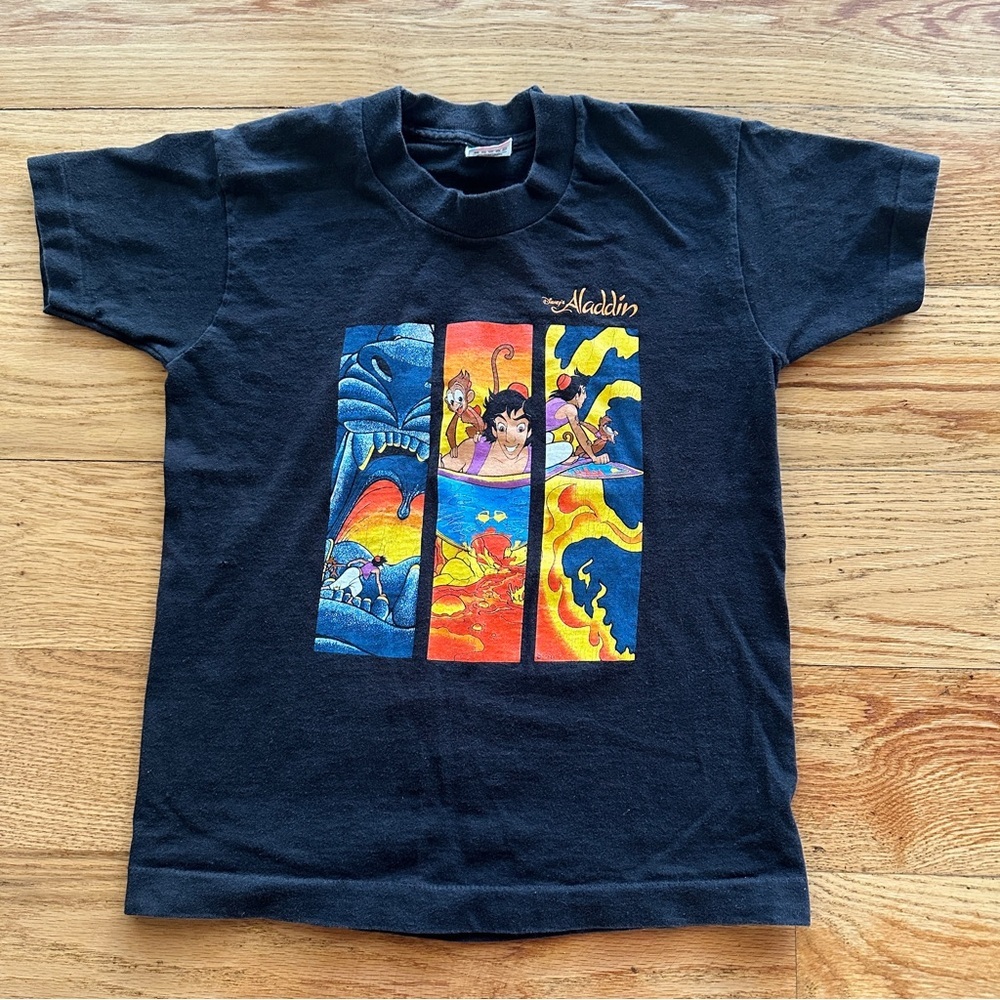 Vintage Disney Genie Aladdin Single Stitch Tshirt Size 10-12 Kids Made In USA